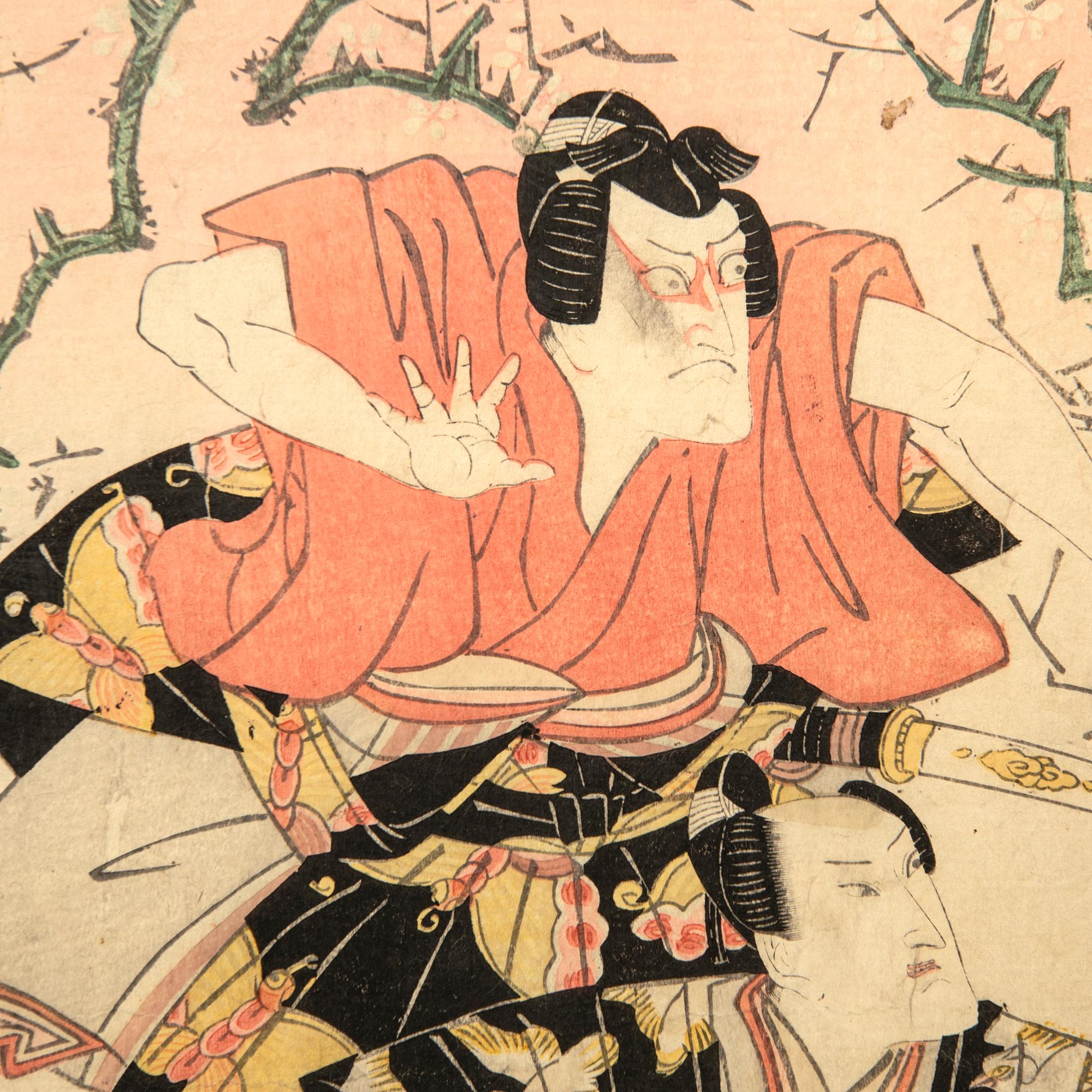 Utagawa Kunisada (Toyokuni III), Kabuki, skådespelarporträtt två stycken.