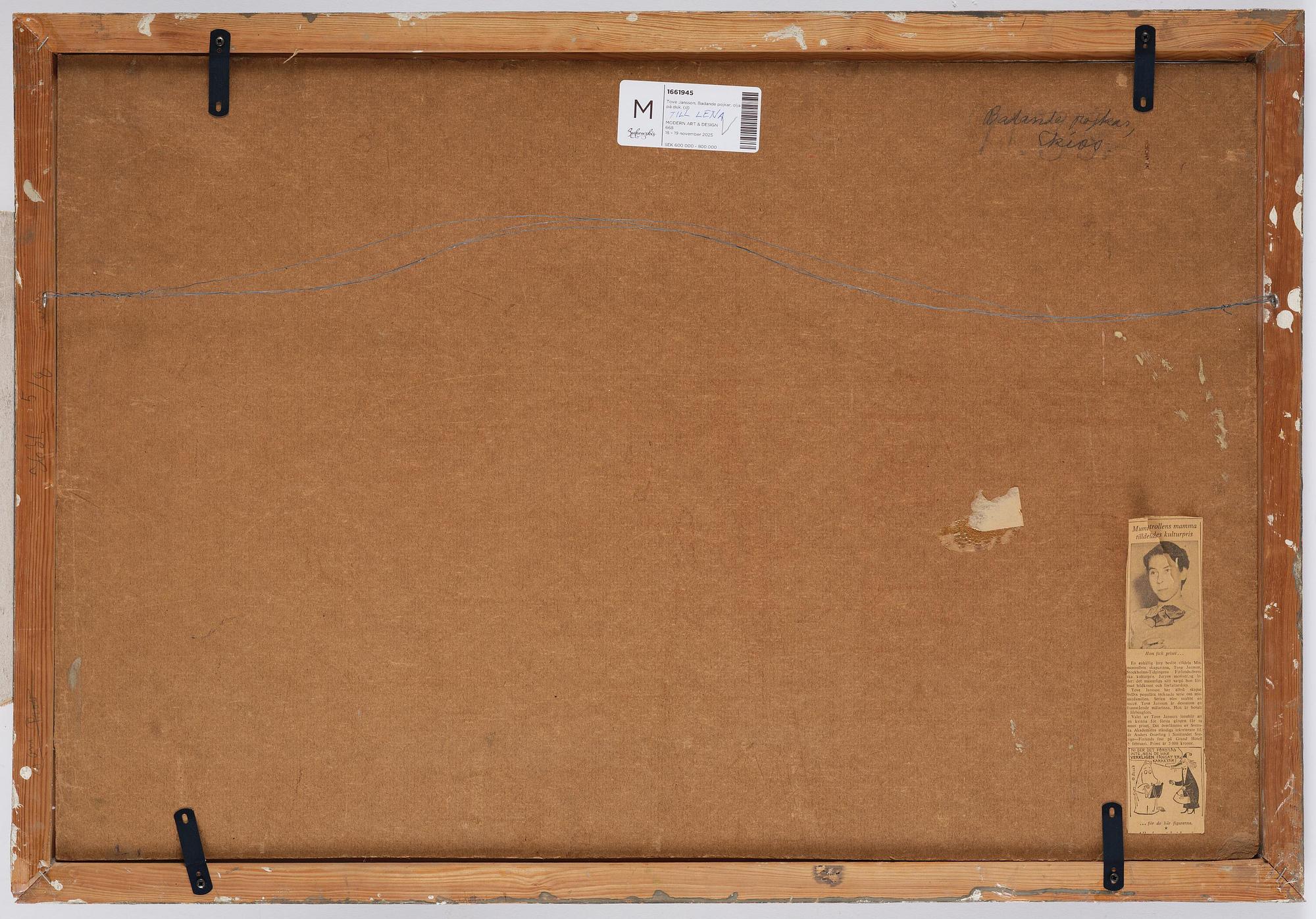 Tove Jansson, Badande pojkar.