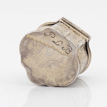 A Dutch silver box, late 18th century.