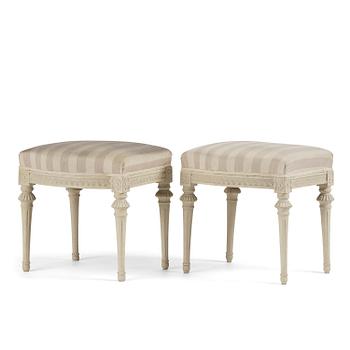 62. A pair of late Gustavian stools by J. E. Höglander (master in Stockholm 1777-1813).
