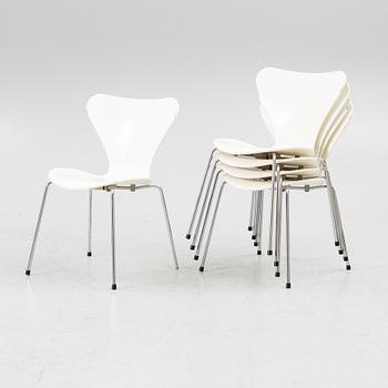 Arne Jacobsen, a set of  Sjuan" chairs, Fritz Hansen, Denmark, 1988.