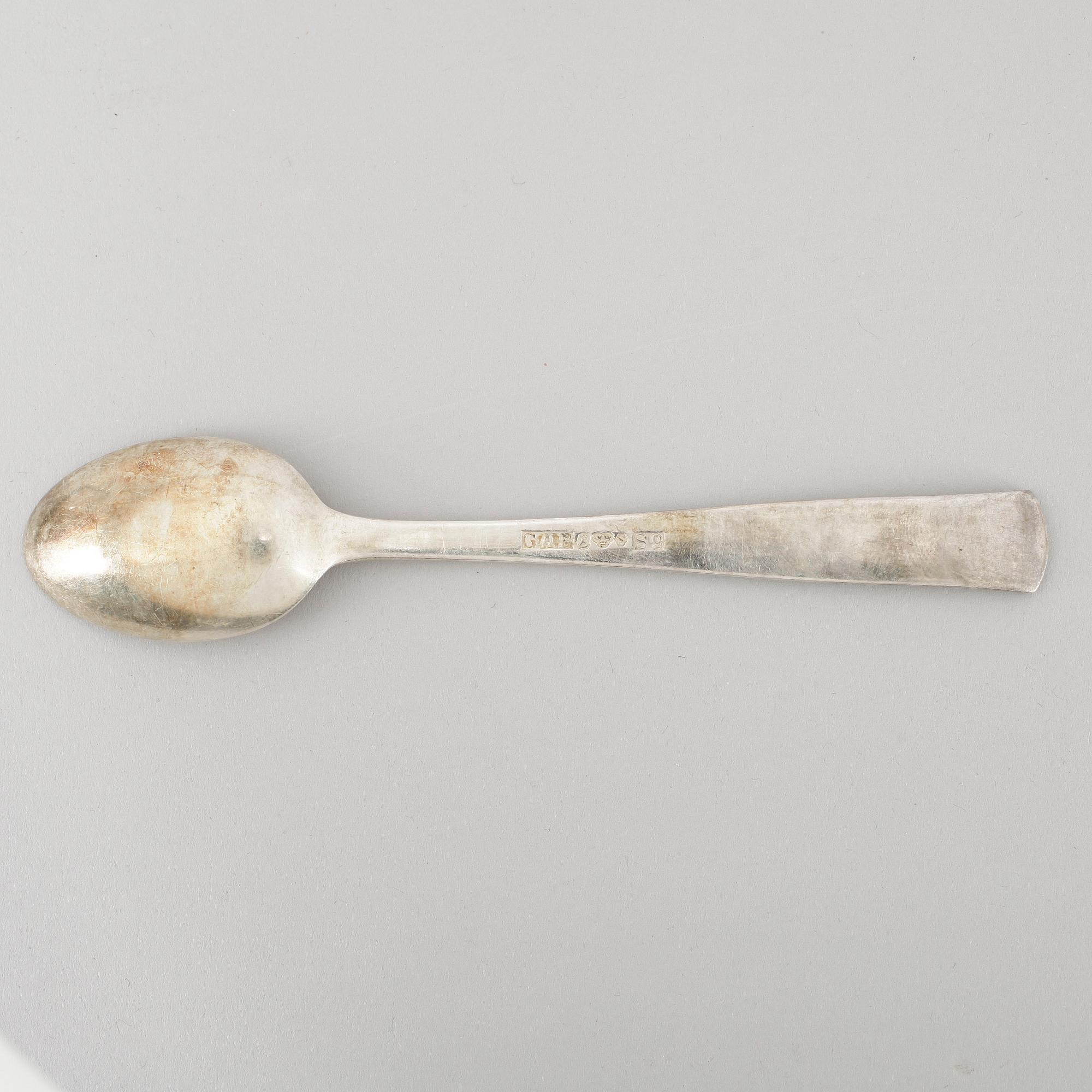 TESKEDAR, 12 st, silver "Rosenholm", GAB, Stockholm, 1900-talets andra hälft, vikt ca 197g.