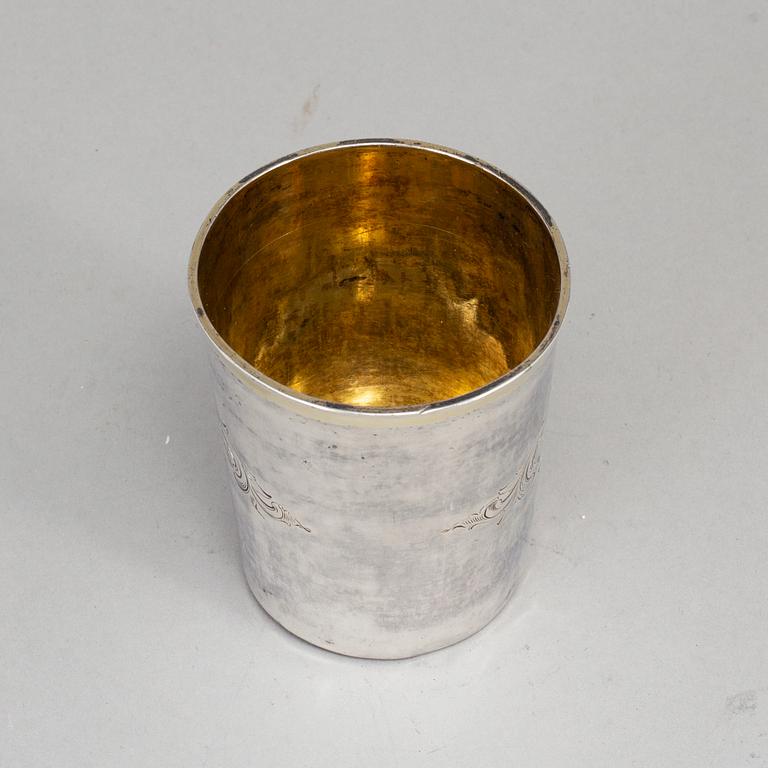 A Swedish early 19th century silver beaker, mark of Stephan Westersrtåhle, Stockholm 1809.