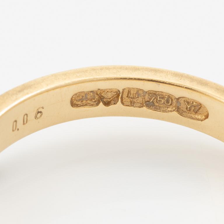 Björn Weckström, ring, 18K guld med en runda briljantslipade diamanter, Finland 1976.