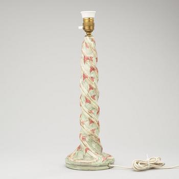 A Rörstrand Art Nouveau creamware table lamp, circa 1900.