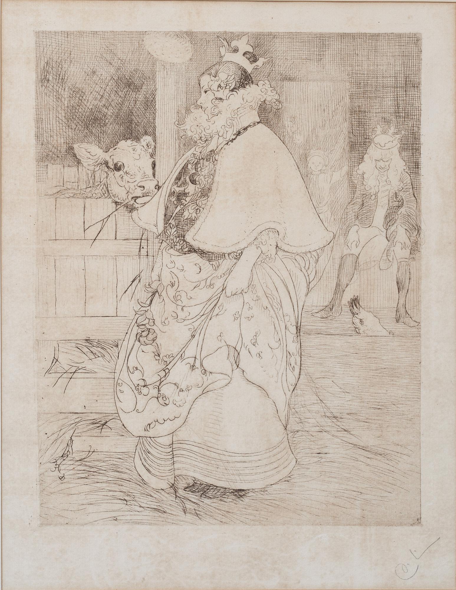 CARL LARSSON, etsning, monogramsign.