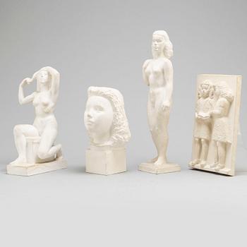 EMIL NÄSVALL, four plaster sculptures.