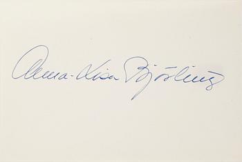 AUTOGRAFER, 2 st, Jussi o Anna Lisa Björling, egenhändiga.