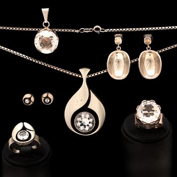 Silver jewellery, rock crystal, Karl Laine, Stigbert and others, 6 lots.