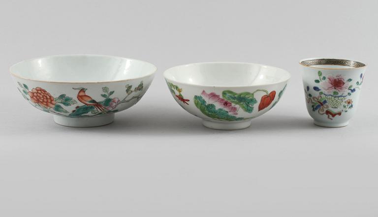 PARTI PORSLIN, 3 delar, Kina, 1700-tal respektive 1900-tal.