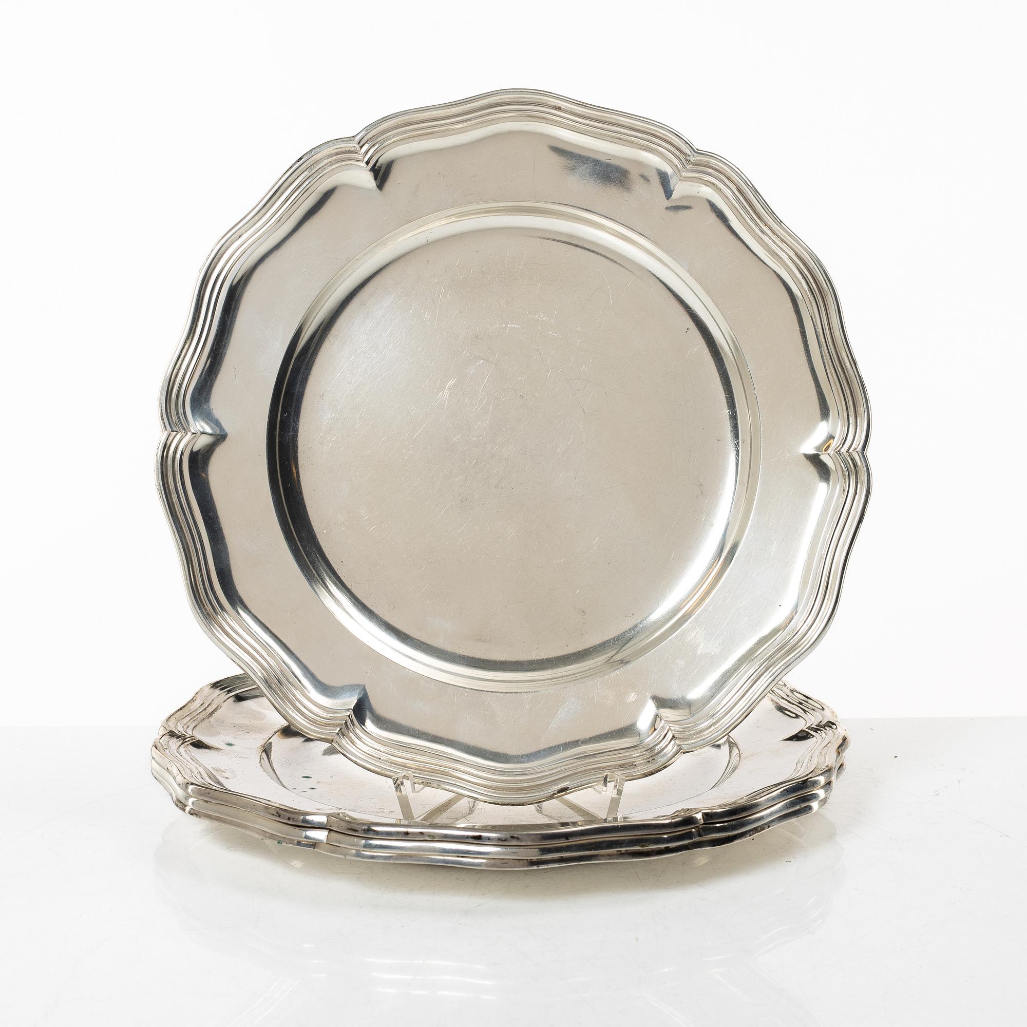 Four silver plates, assayer mark Christian F Heise, Copenhagen, Denmark 1916.