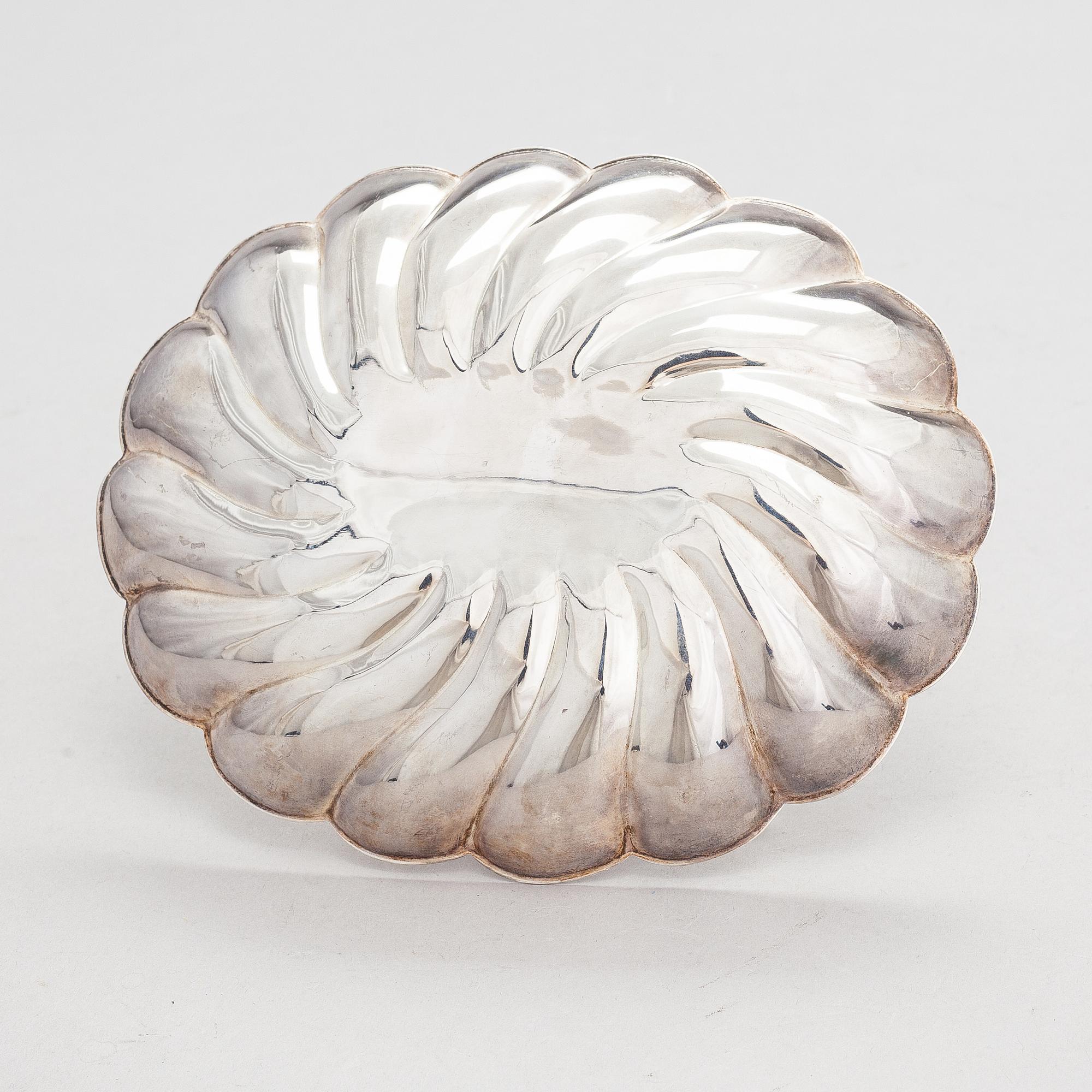 A scalloped silver dish, Pasgorcy, Madrid, Spain, after 1934.
