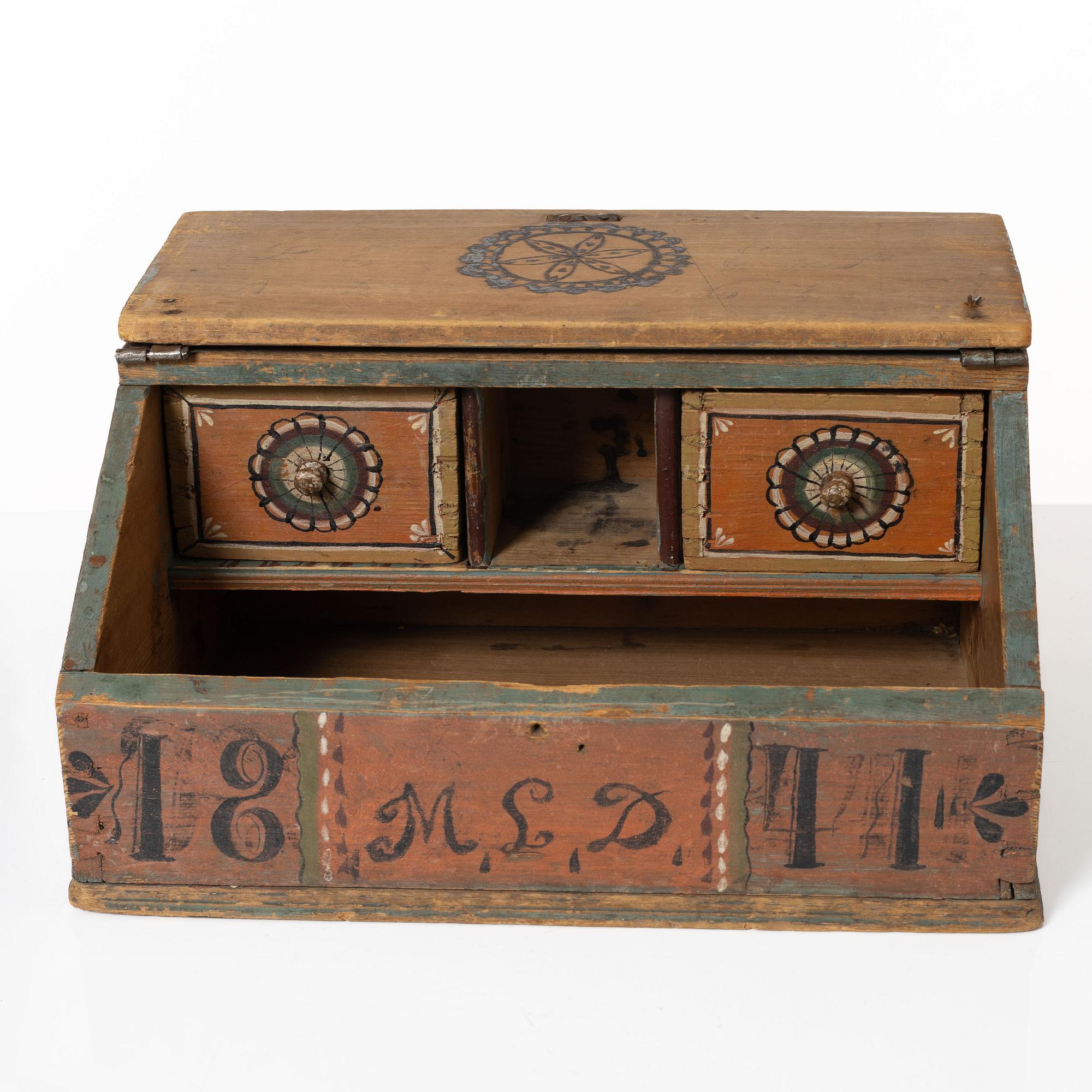 A Swedish painted box, 19th Century.