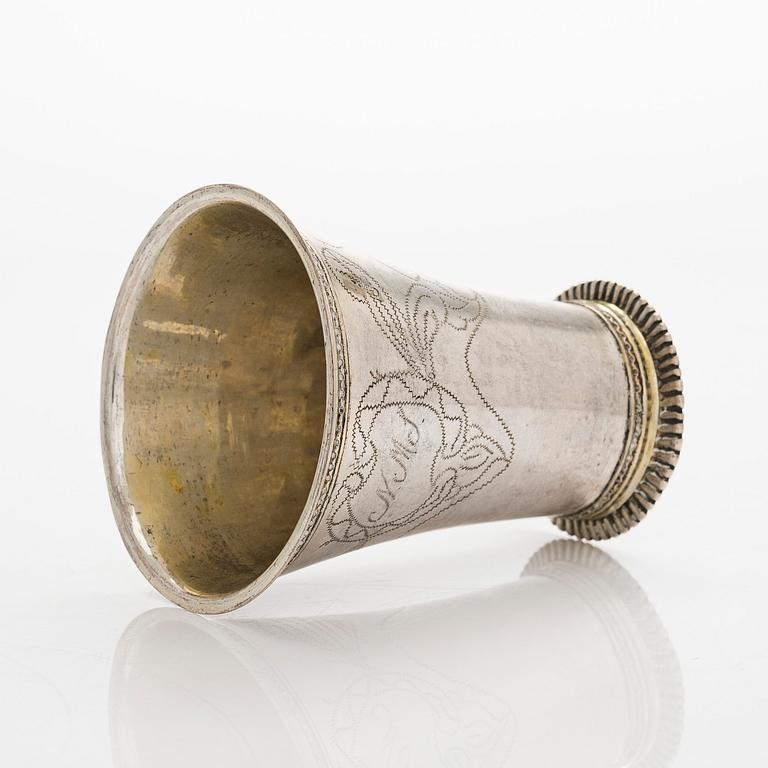 A Swedish 18th century parcel-gilt silver beaker, mark of Martin Bernström, Härnösand (active 1742-1779 (1782)).