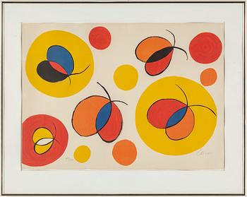 ALEXANDER CALDER, a color lithograph in colors from "La Mémoire Élémentaire", signed and numbered 21/100.