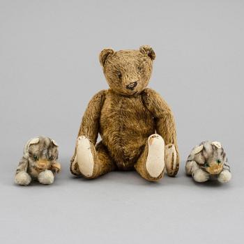 GOSDJUR, 3 st, Steiff, 1900-talets mitt.