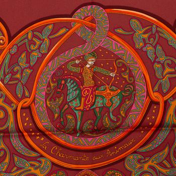 HERMÈS, a 'La Charmante aux Animaux' silk scarf.