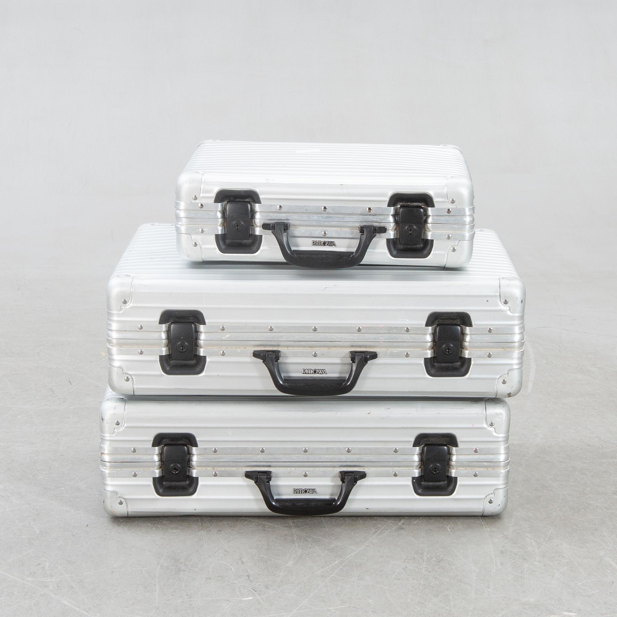 Bags, Rimowa, 3 pcs, aluminum, late 20th century.