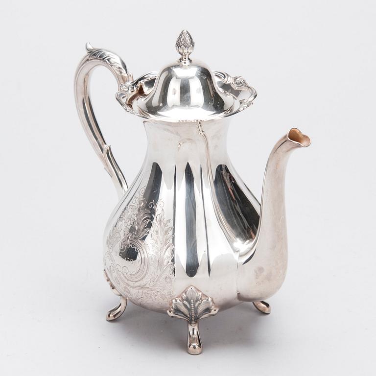 KAFFESERVIS, 3 delar, silver, Kultakeskus, Tavastehus 1970. Tot. vikt ca 1268 g.