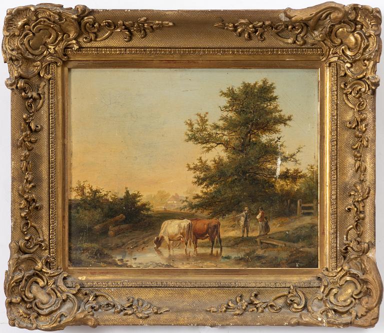 Thomas Sydney Cooper, Landscape with cows and figures.