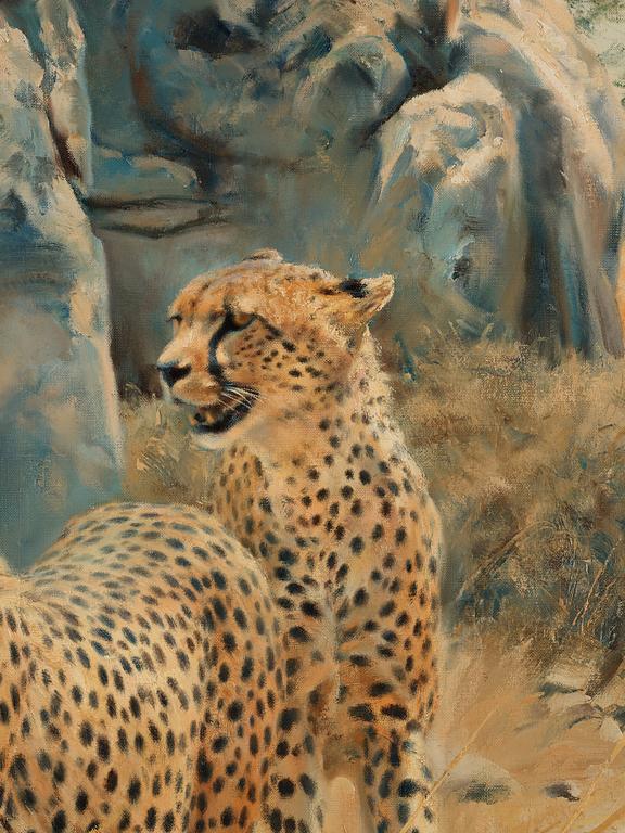 Donald Grant, Cheetah beside a cliff.