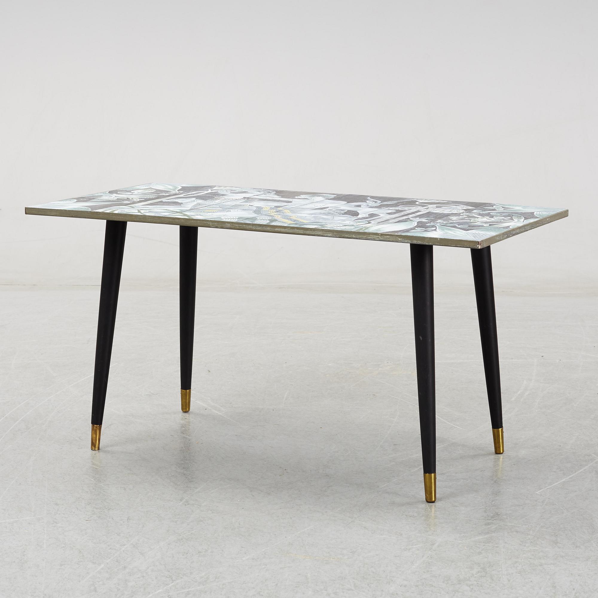 Marian Zawadzki, a ceramic tile table, Tilgmans, signed MZ and dated 58.