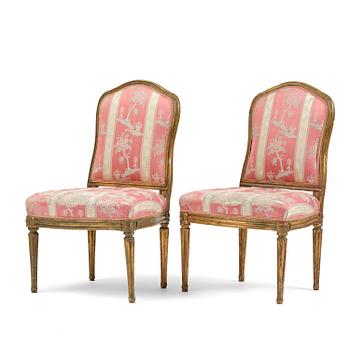 317. A pair of French transition/Louis XVI chairs, later part 18th century.