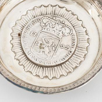 Six silver tastevin/wine tasting cups, including Gustave Keller, Paris, France, 19th/20th century.