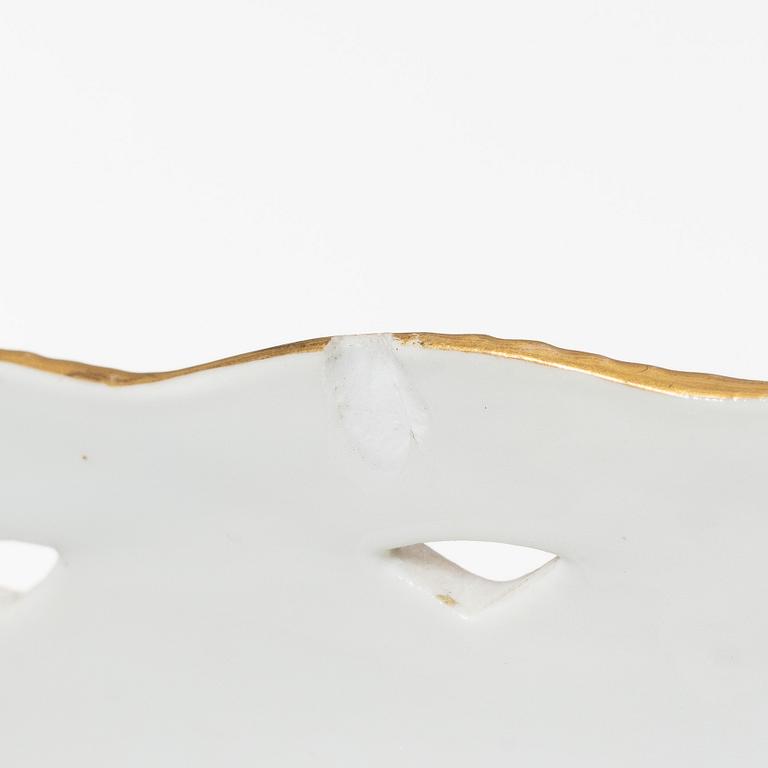 Royal Copenhagen, a 'Saxon Flower' basket on stand, Denmark, 1889-1922.