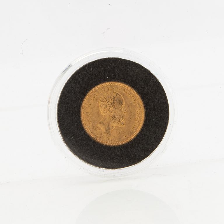 Guldmynt Sverige, Oscar II 10 kr, 1876.