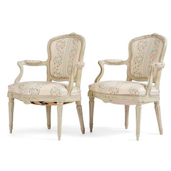 51. A pair of transitional armchairs, Stockholm, later part 18th century.