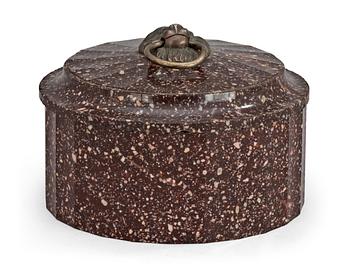 A Swedish Empire porphyry butter box.