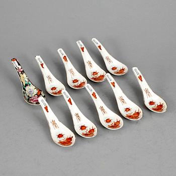 A group of 10 porcelain spoons, late Qing dynasty, circa 1900.