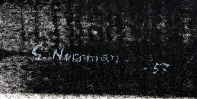 GUNNAR NORRMAN, kolteckning, sign o dat-57.
