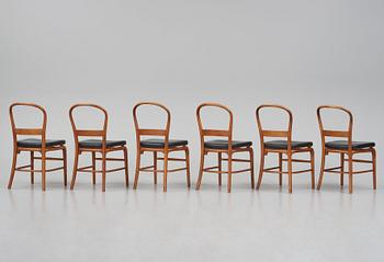 Vilhelm Lauritzen, a set of 6 'Radiohus' chairs, Fritz Hansen,  Denmark, 1940s.
