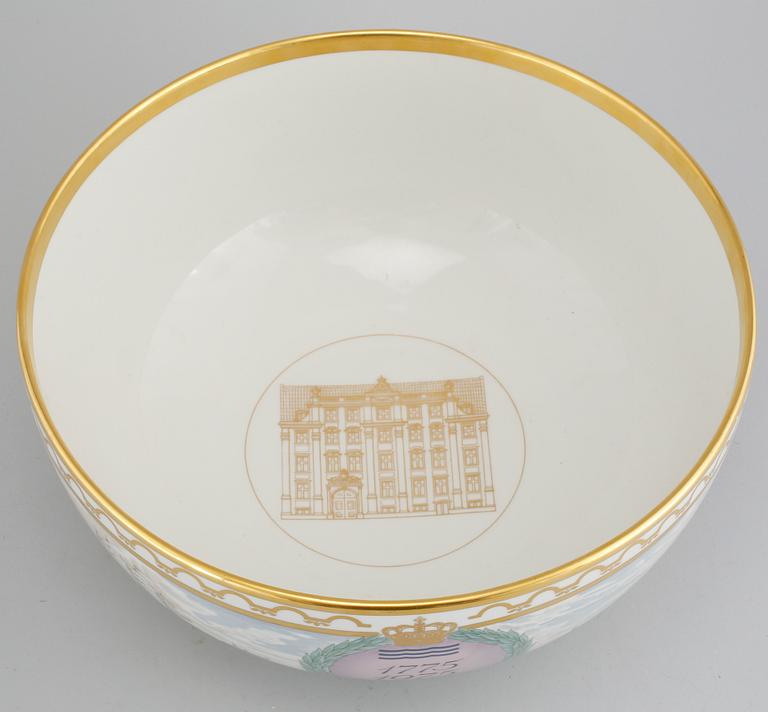 A porcelain punvh-bowl from Royal Copenhagen, Denmark, numbered 175/2500, 1975.