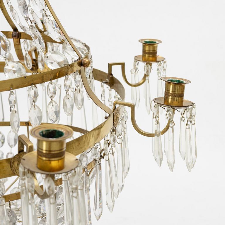 Crystal chandelier and ceiling lamp, Gustavian style, 20th century.