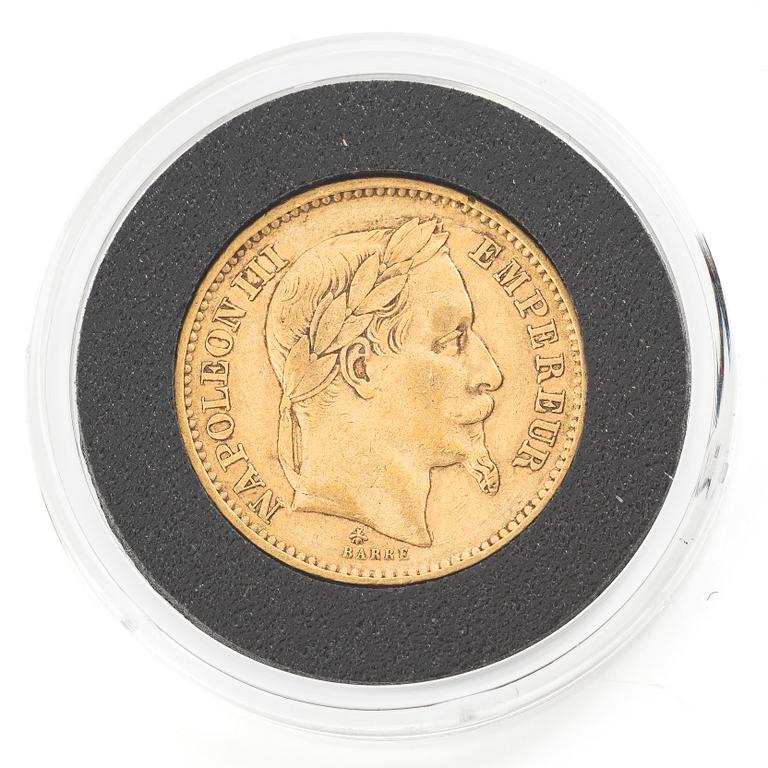 Guldmynt, Frankrike, Napoleon III, 20 Francs, 1868.
