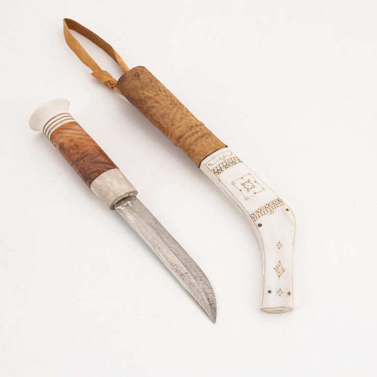 A rein deer horn knife by Anders Fankki, before 1965, signed.