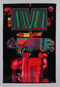 VÄGGPANEL, sammet, Stig Lindberg, signerad.