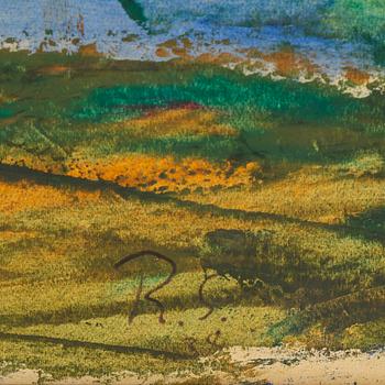 Ragnar Sandberg, mixed media on papaer-panel, signed.