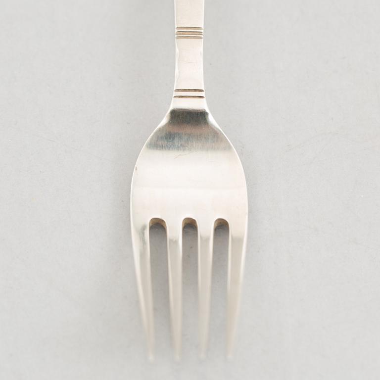 Jacob Ängman, bestickservis, 44 delar, silver, modell "Rosenholm", GAB, Stockholm, bl.a. 1965.