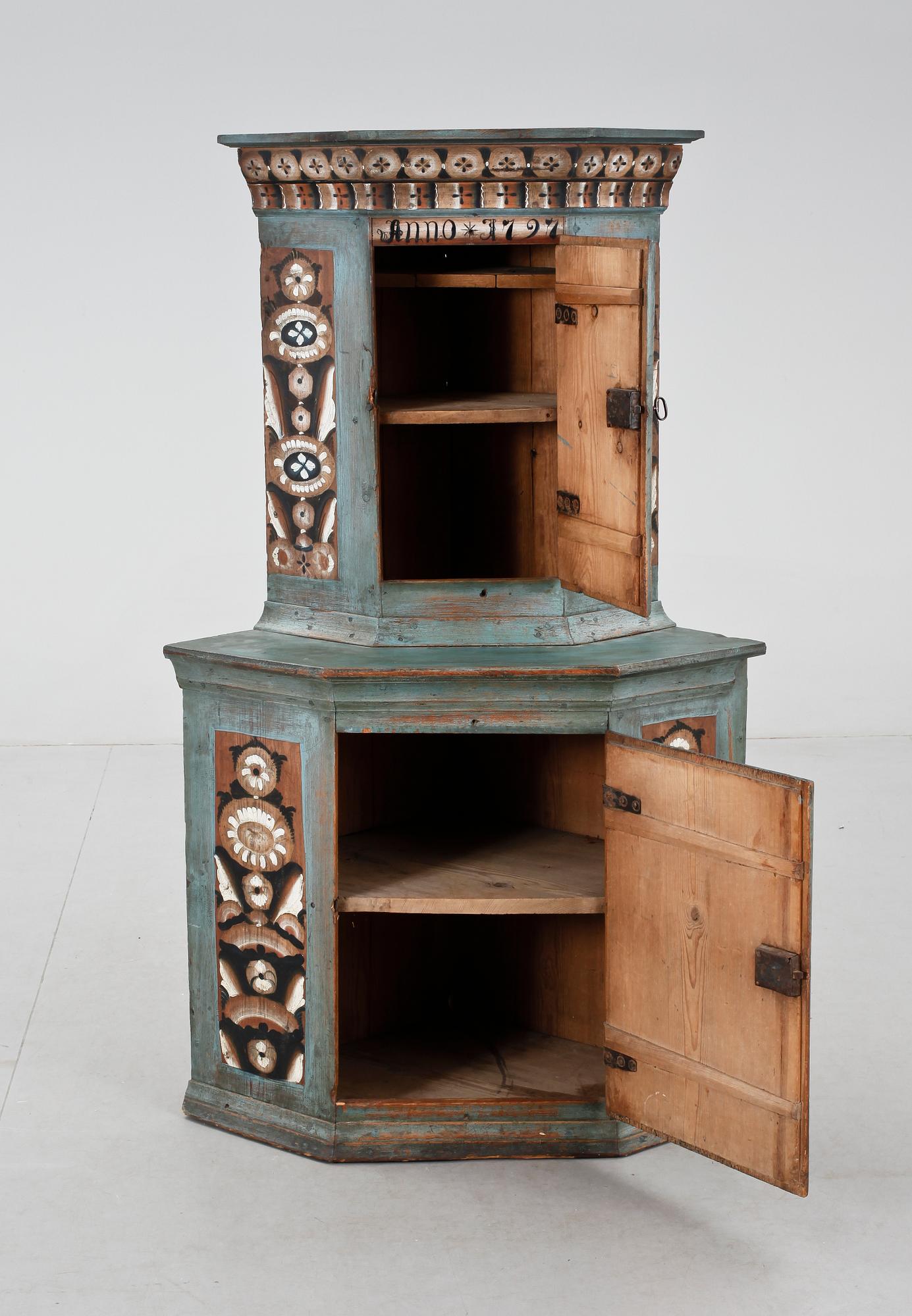 HÖRNSKÄNKSKÅP, allmoge, Rättvik, Dalarna. Dat 1797.