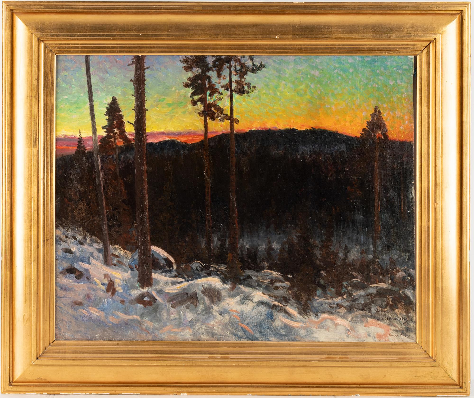 Anshelm Schultzberg, olja på duk, signerad med dedikation, daterad 1902.