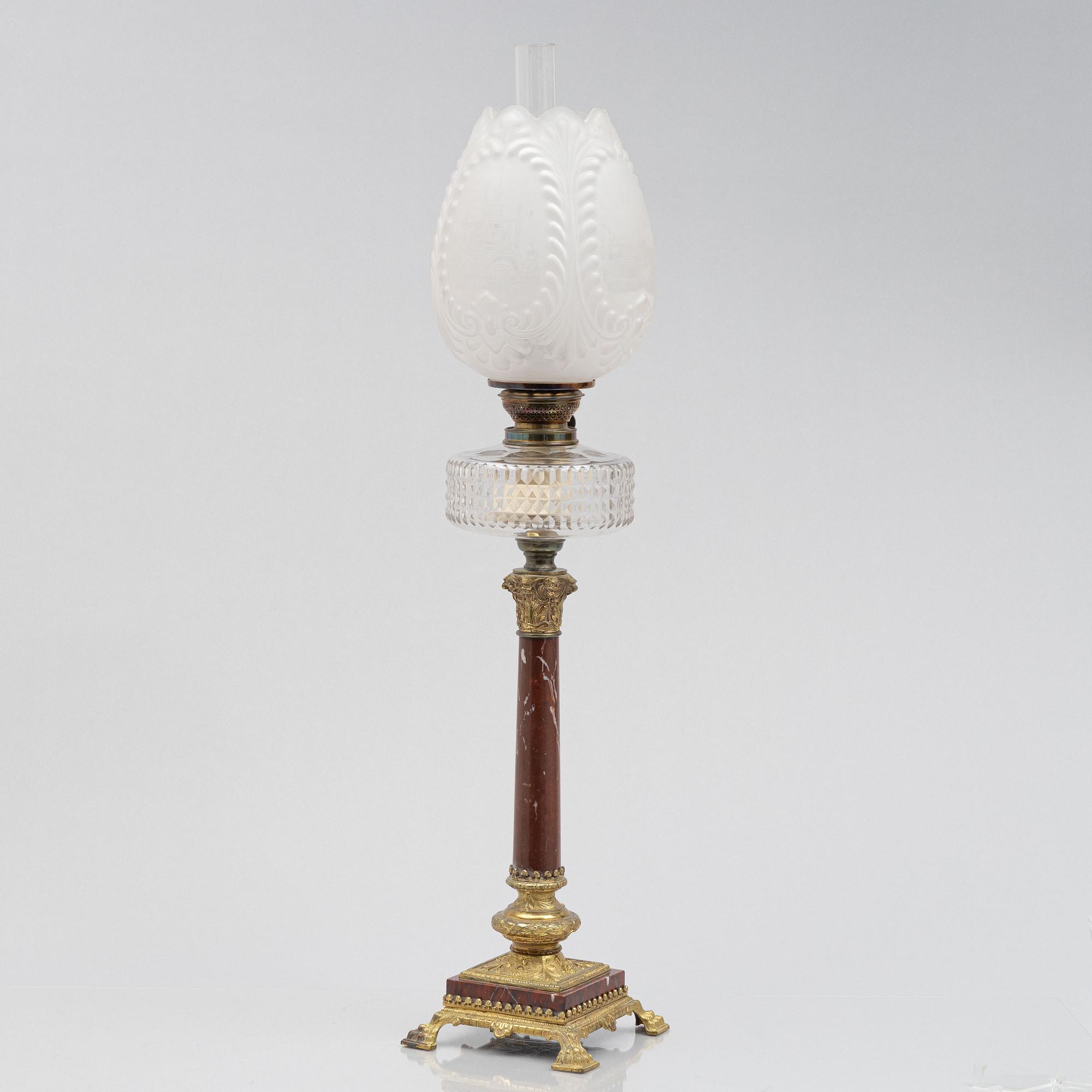 A kerosene lamp, circa 1900.