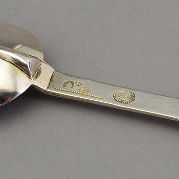 A SWEDISH SILVER SPOON, mark of Petter Lund, Nyköping 1709. Weight c. 49 g.