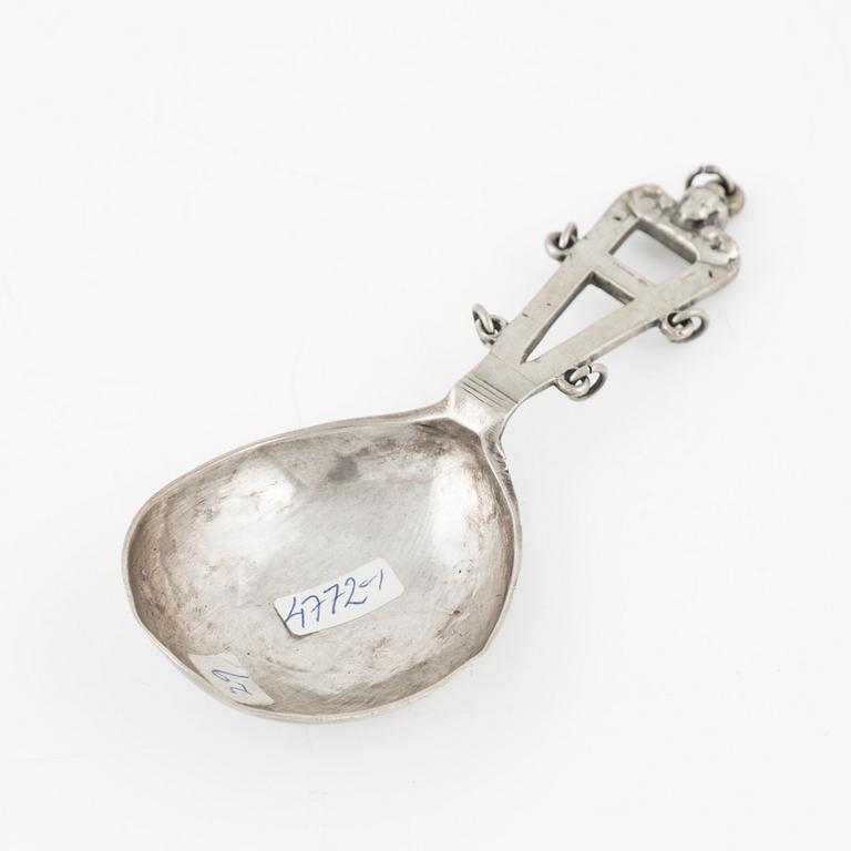 Skrammelsked, silver, Skandinavien, 1700-tal, ostämplad.