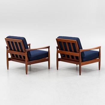 Erik Wørts, a pair of 'Kolding' walnut easy chairs, IKEA, 1960's.