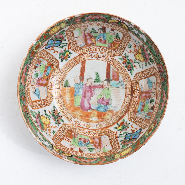 Fat och skål, porslin, Kanton, Kina, Qingdynastin, 1800-tal.