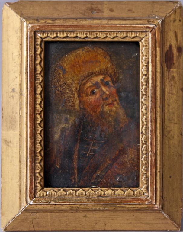 OKÄND KONSTNÄR, olja på pannå, 1700-tal.